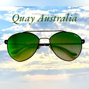 QUAY AUSTRALIA DRAGON FLY GREEN AVIATOR SUNGLASSES